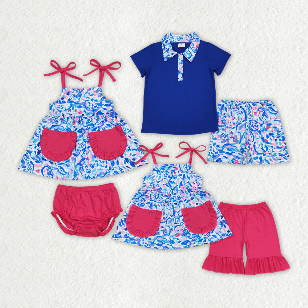 RTS blue flowers print boys/girls