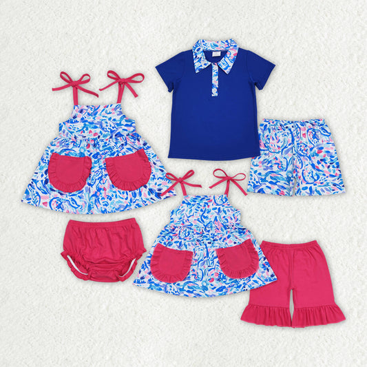 RTS blue flowers print boys/girls