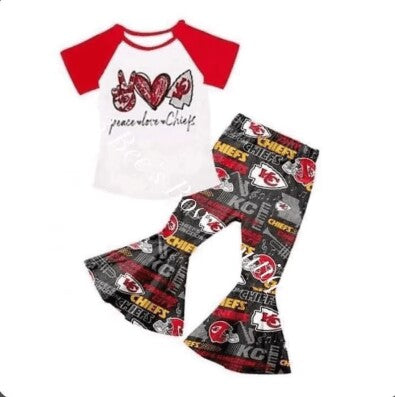 custom S 8.19 Team peace & love short sleeve pants girls set