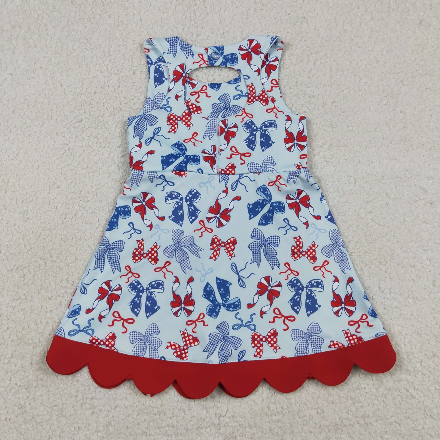 GSD3875 yoga July 4th Bows Sleeveless Shorts Girls Dress