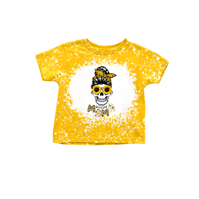custom Halloween Sunflowers Skull Short Sleeve Girls T-shirt