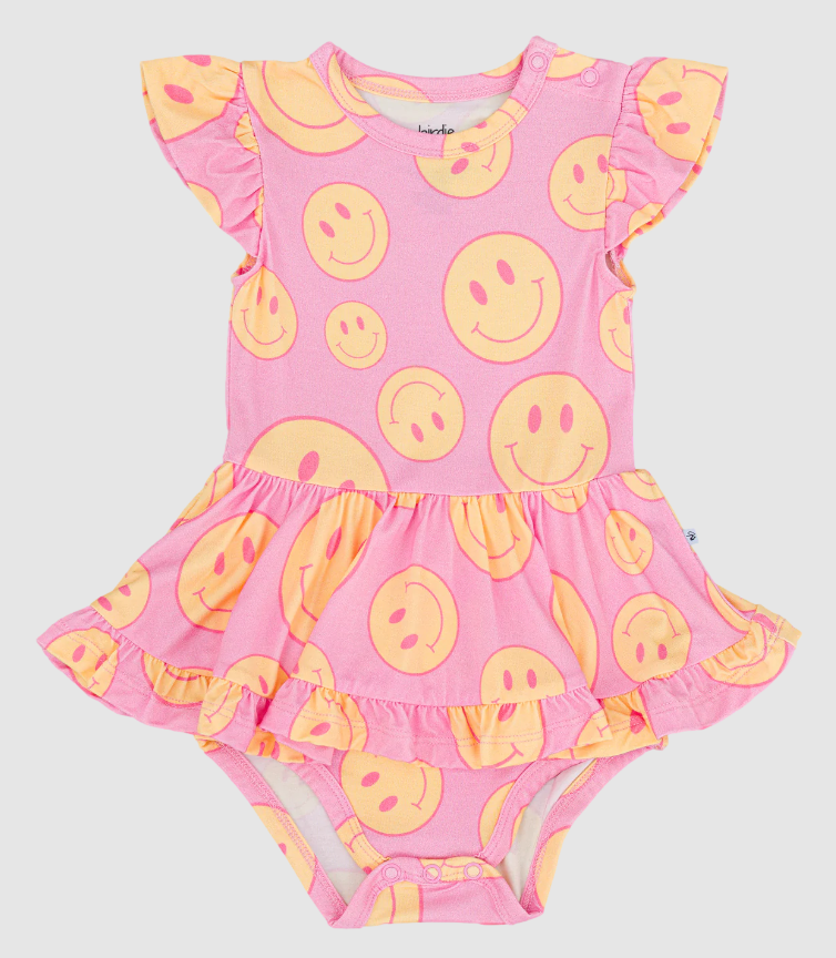 preorder SR3084 cute smile pink flutter sleeve girls bathing swimsuits