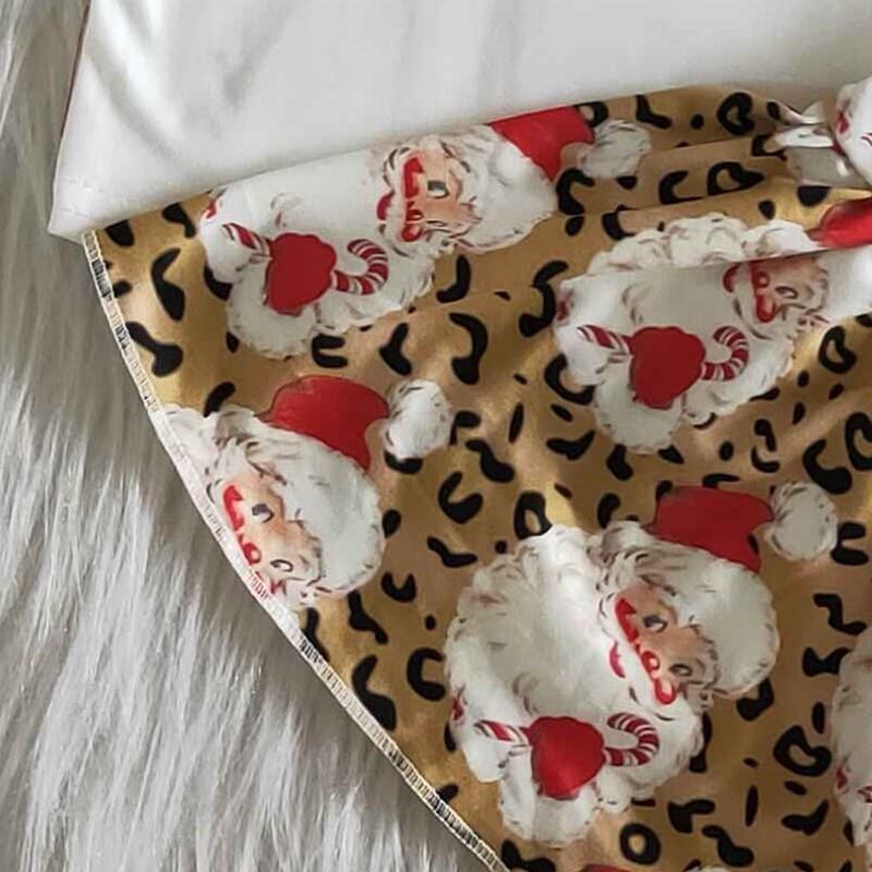 6 A13-5 Peace Love Santa Christmas Long Sleeve Tunic Casual Kids Outfits