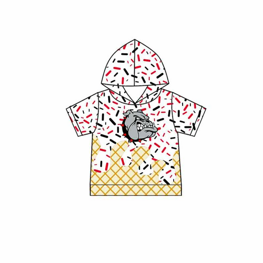 custom moq 3 football team bulldog ice hoodie short sleeve boys top