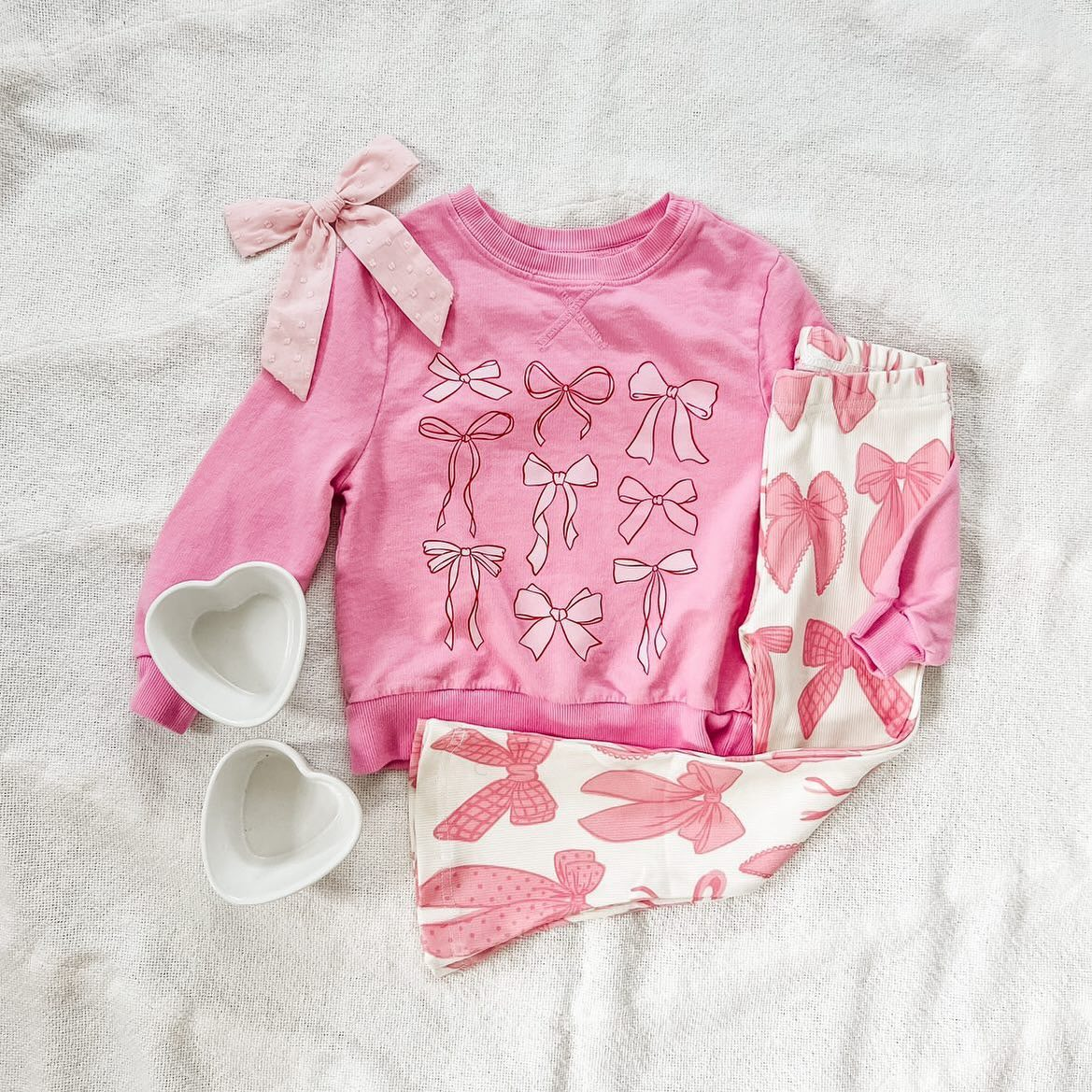 preorder GLP1688 bows hot pink long sleeve pants girls set