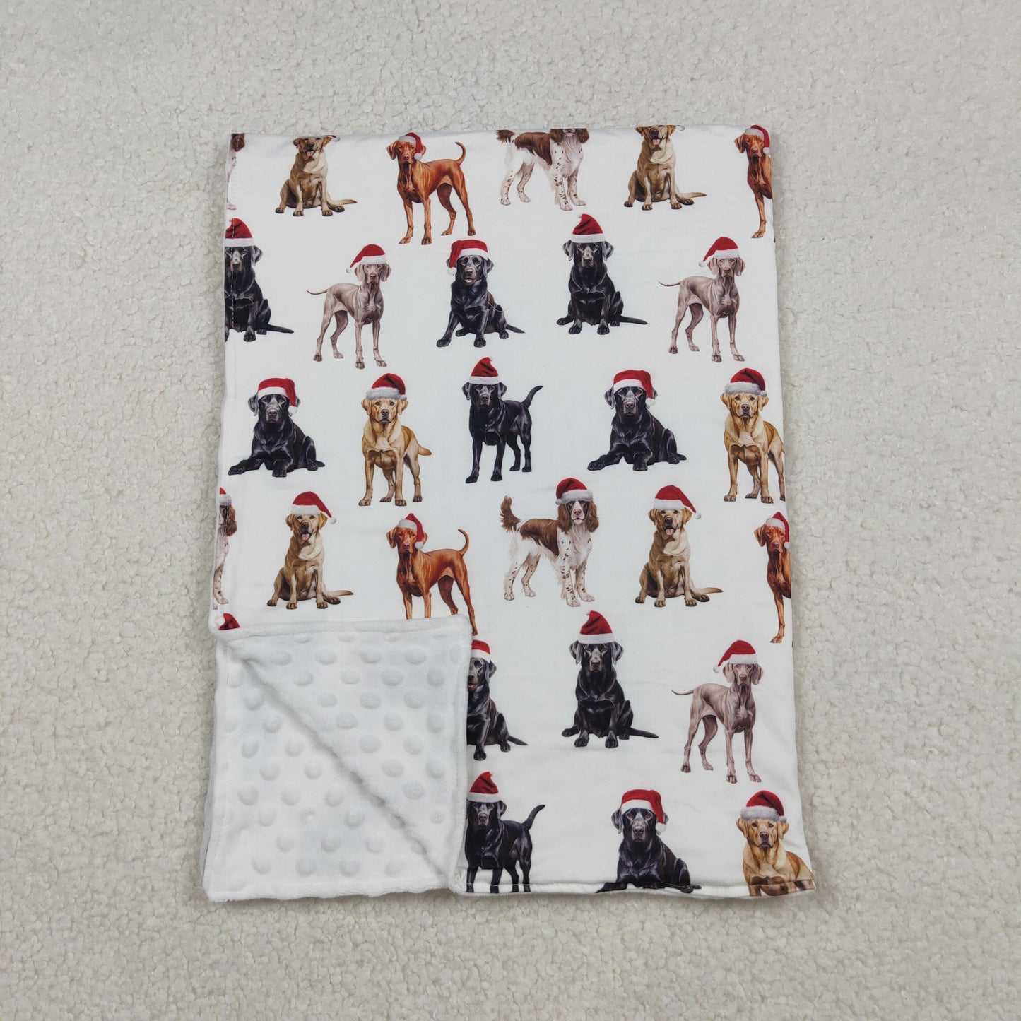 BL0176 Christmas cute dog white baby blanket