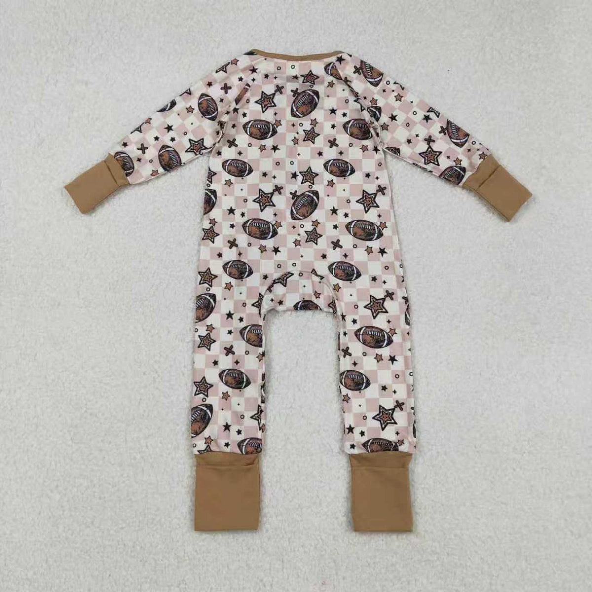 football star checkered romper/set RTS Sibling Clothes