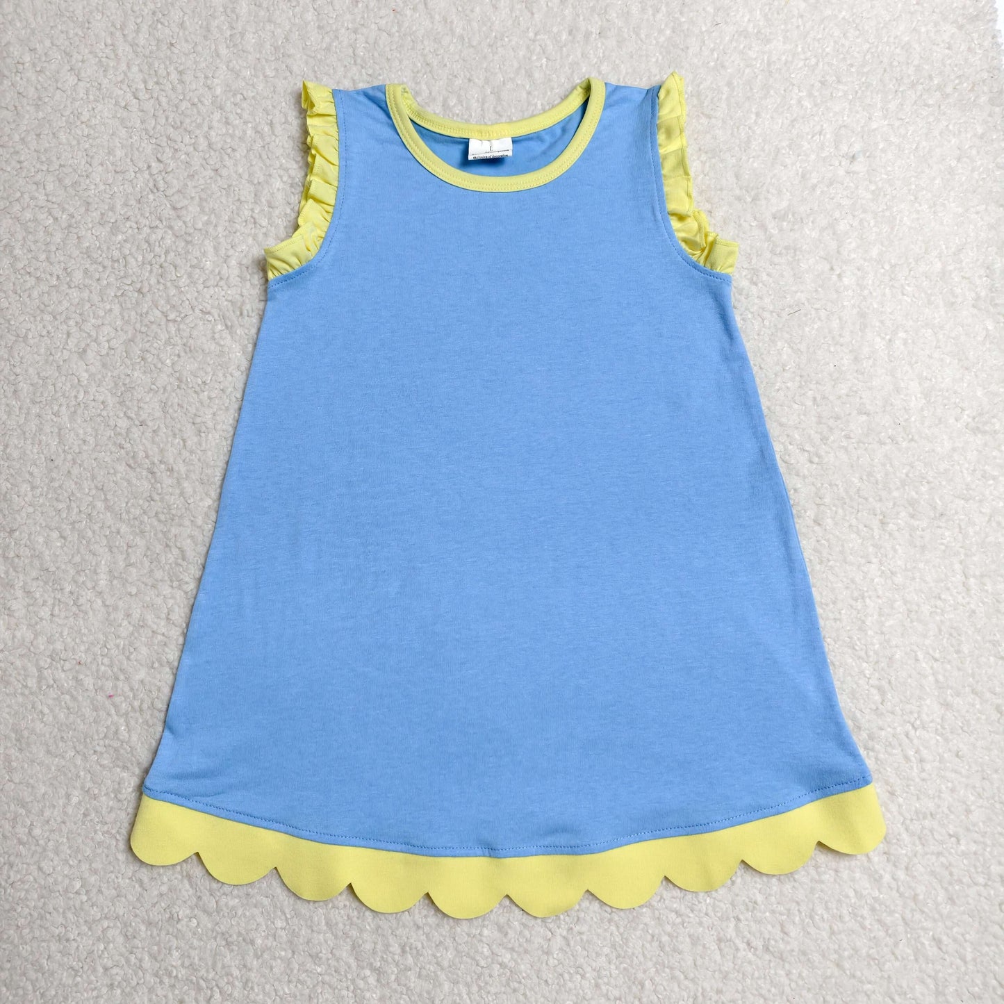 GSD4061 Scallop Blue Sleeveless Girls Dress