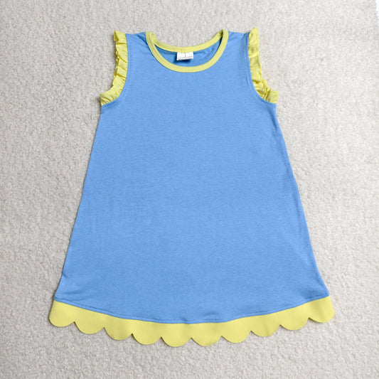 GSD4061 Scallop Blue Sleeveless Girls Dress