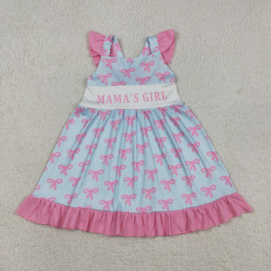 GSD2980 MAMA'S GIRL pink bows flutter sleeve girls dress