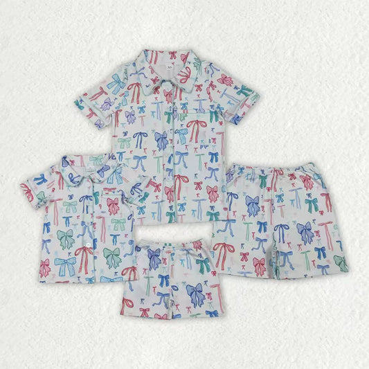 Mama and Me Colorful Bows Pajamas RTS Sibling Clothes