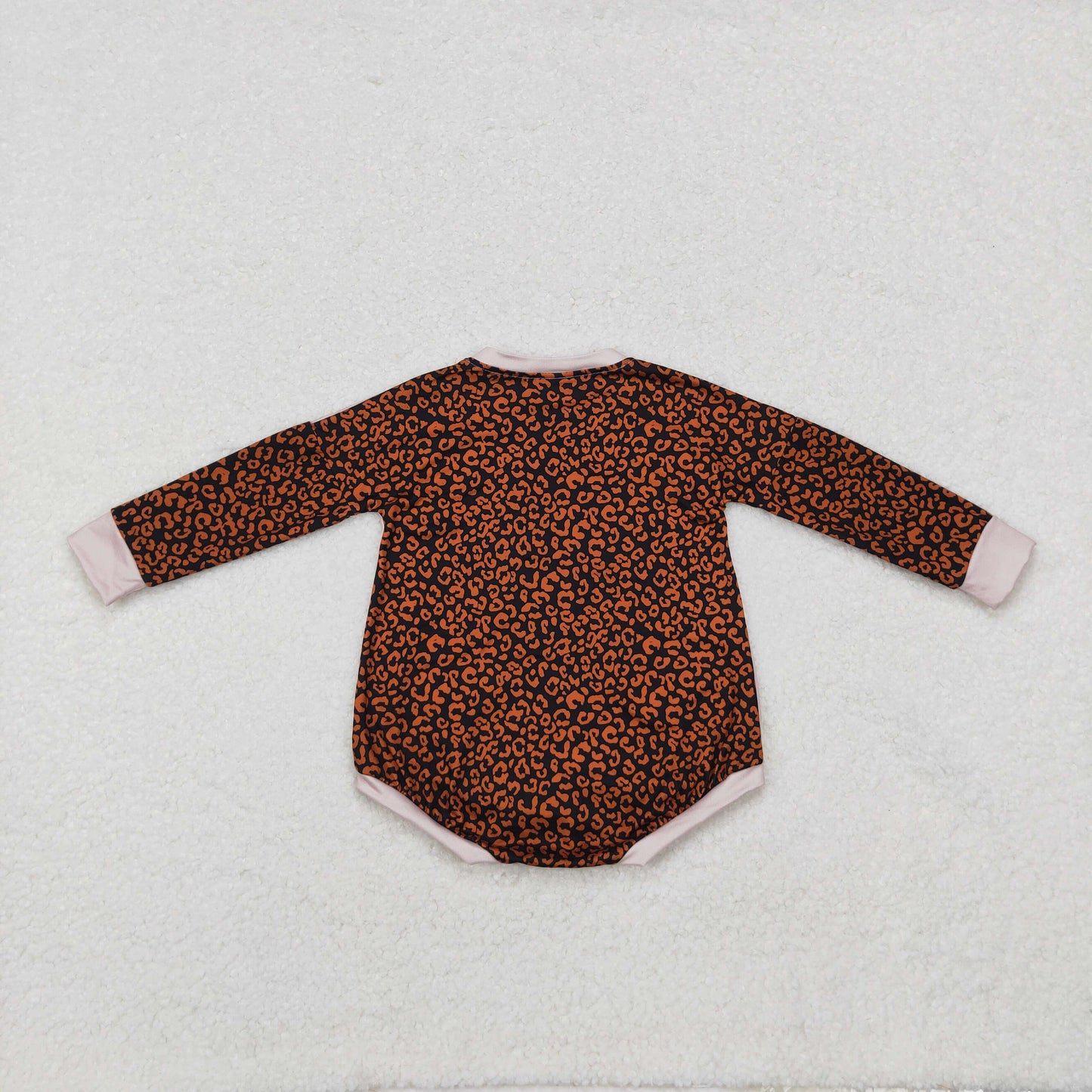 LR1723 leopard pumpkin season long sleeve girls romper