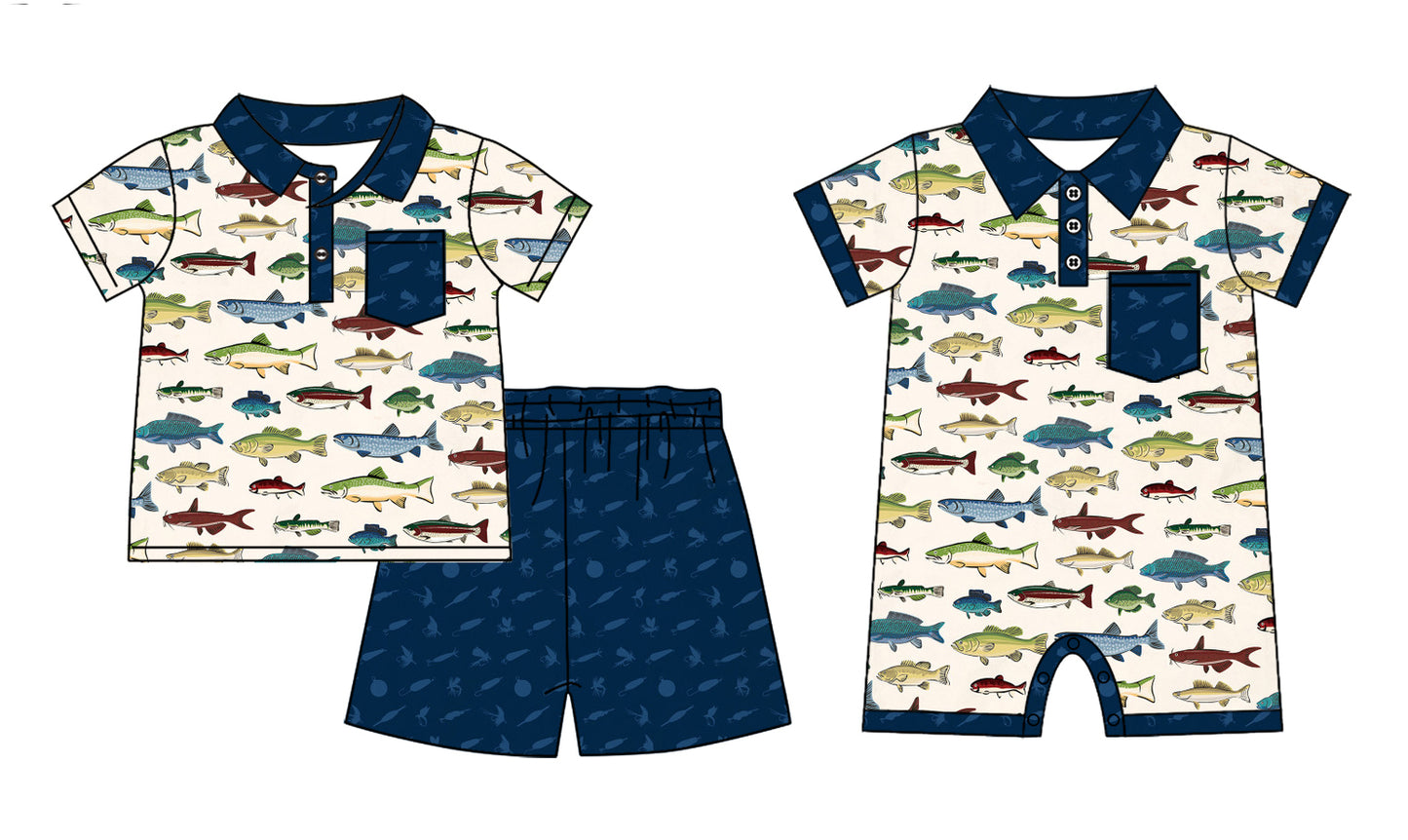 Custom Moq 3 Cute Fishing Navy Blue sibling clothes