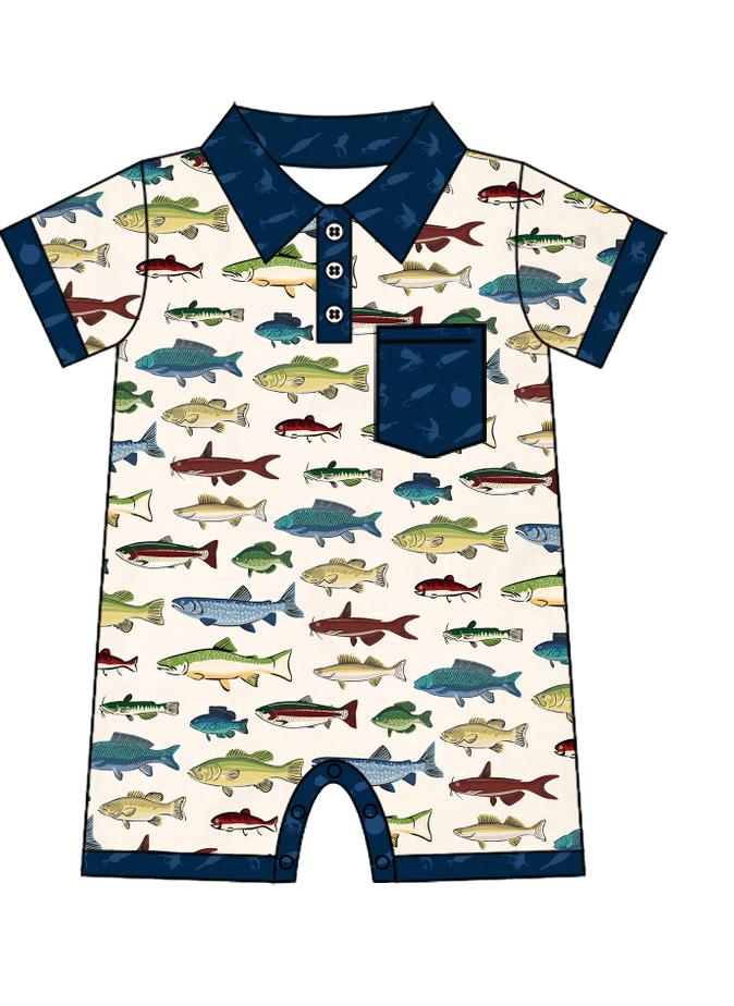 Custom Moq 3 Cute Fishing Navy Blue sibling clothes