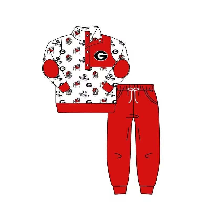 custom S 8.16 Red long sleeve pants boys set