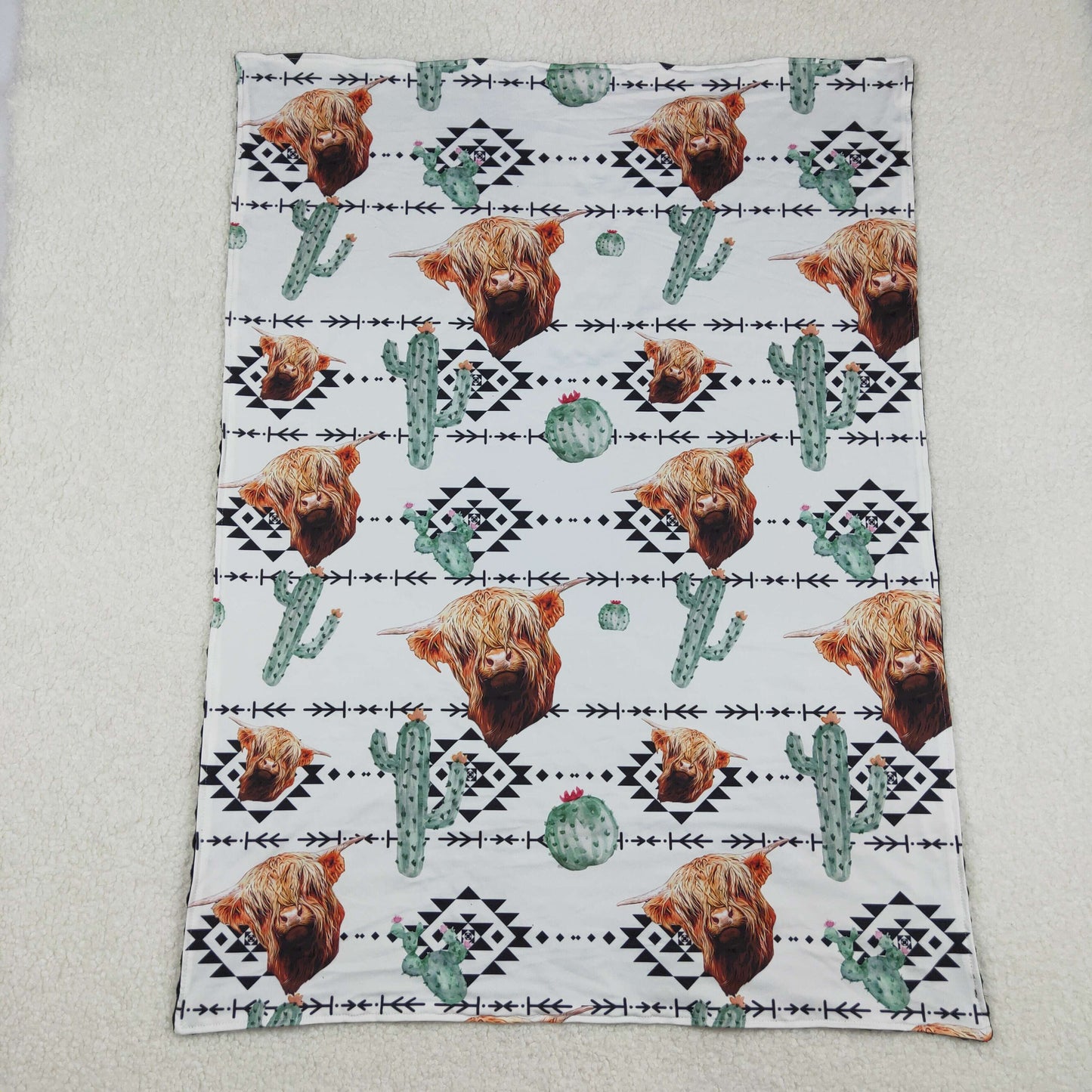 BL0152 Western highland cow Aztec baby blanket