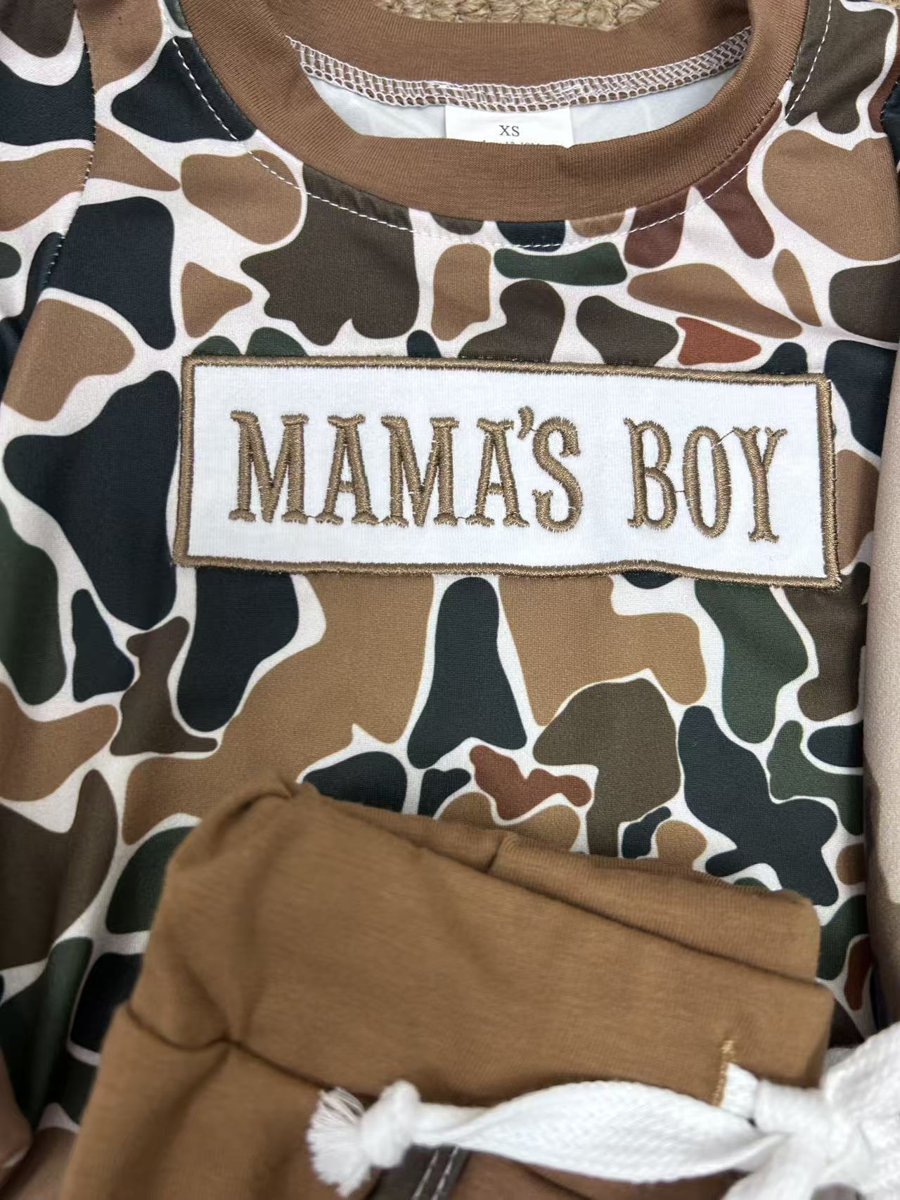 Embroidery Mama's Boy Camo Boys Set RTS Sibling Clothes