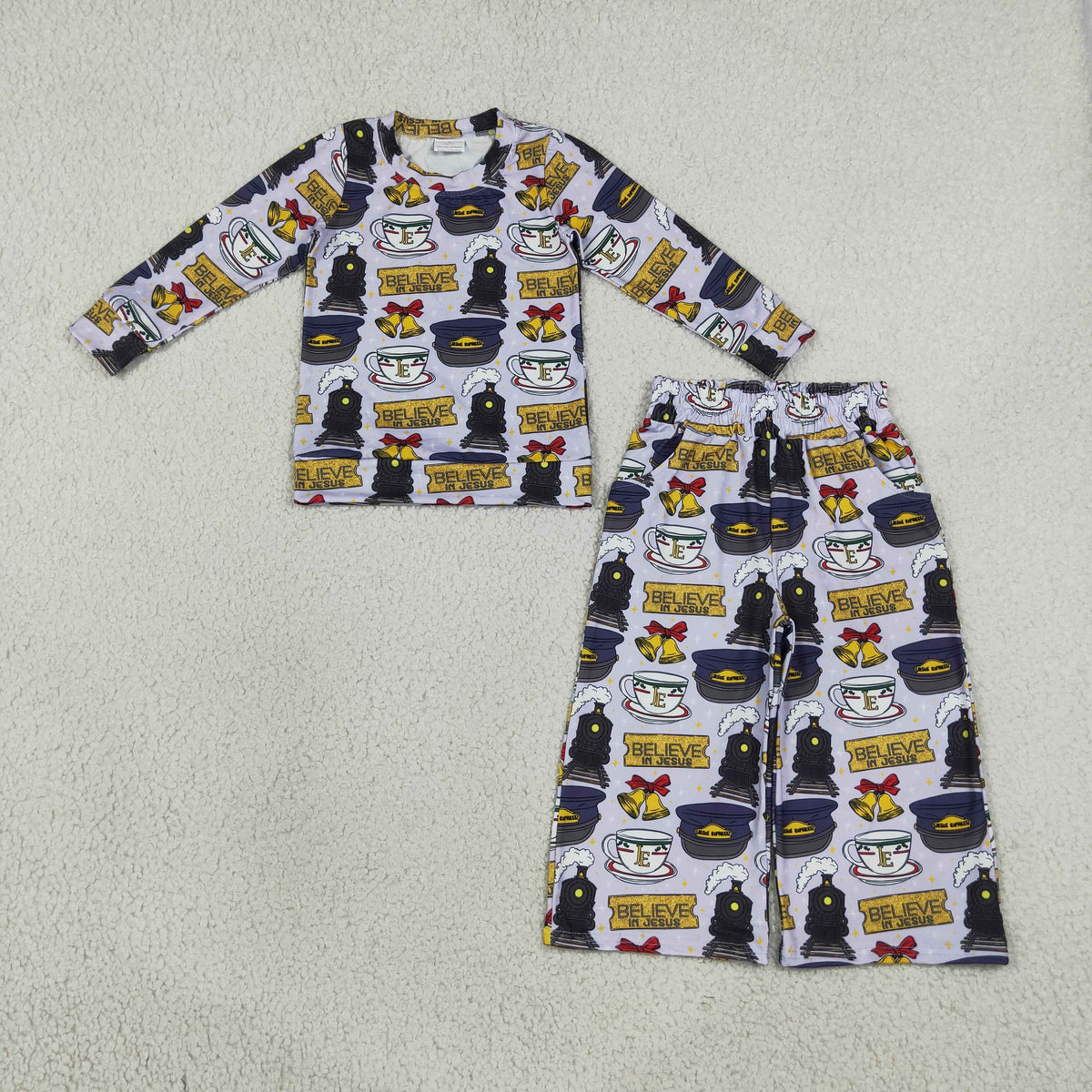GLP3641 Train Believe In Jesus Long Sleeve Pants Girls Set