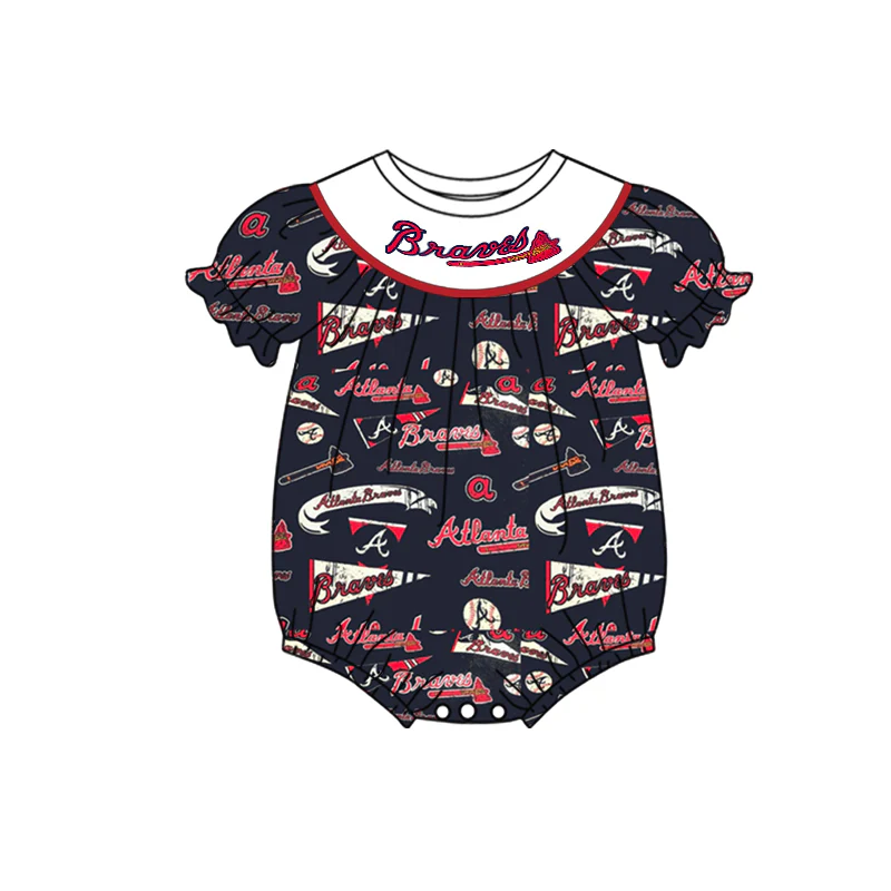 custom S A football red short sleeve girls romper