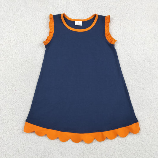 GSD4062 Scallop Navy Blue Sleeveless Girls Dress