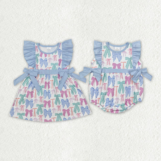 colorful bows blue style RTS sibling clothes