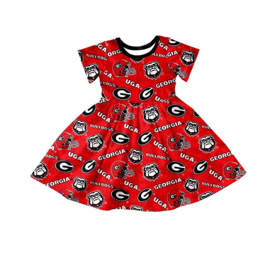 custom style georgia bulldogs red short sleeve girls dress