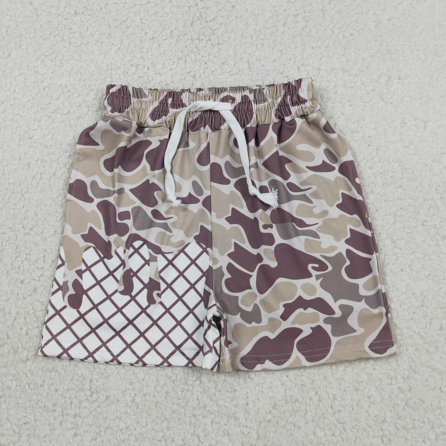 SS0648 hunting camo checkered boys shorts