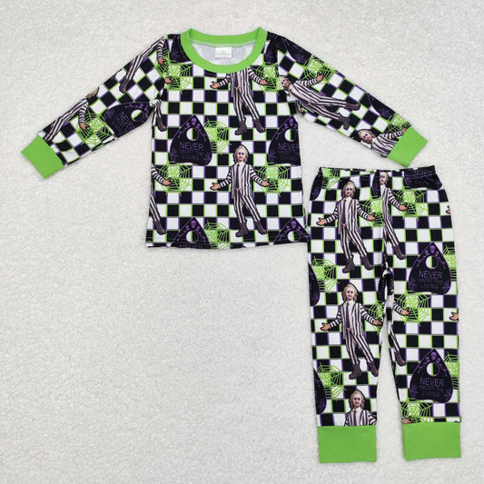 BLP0801 Halloween doctor black checkered long sleeve pants boys pajamas