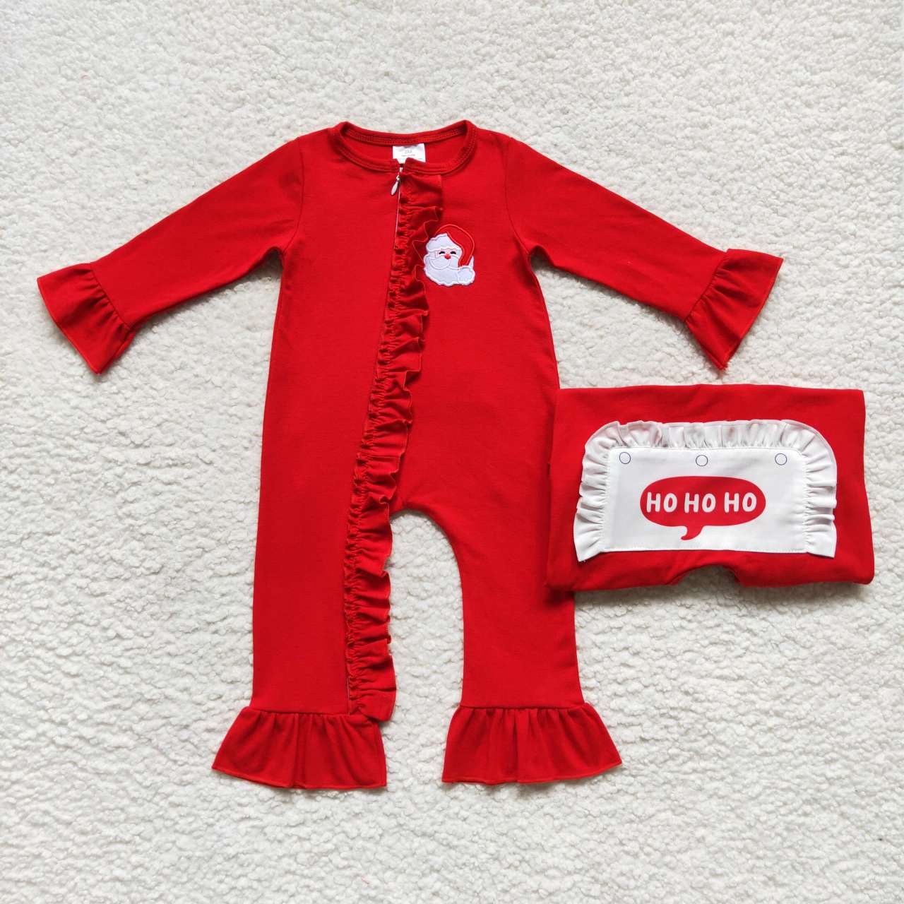 LR0599 Christmas Santa Claus red long sleeve girls romper
