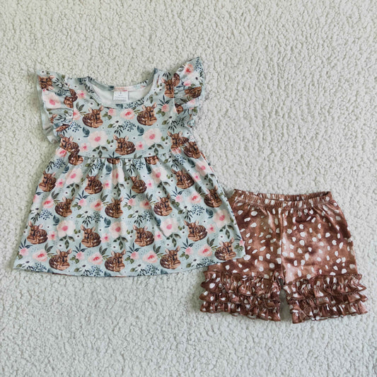 GSSO0054 Deer Floral Print Summer Outfits