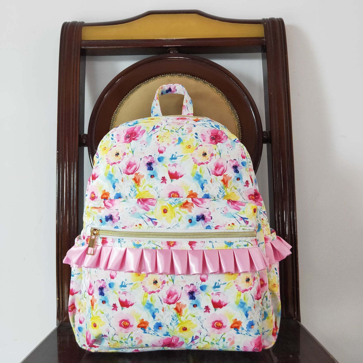 BA0174 colorful flowers pink kids bag