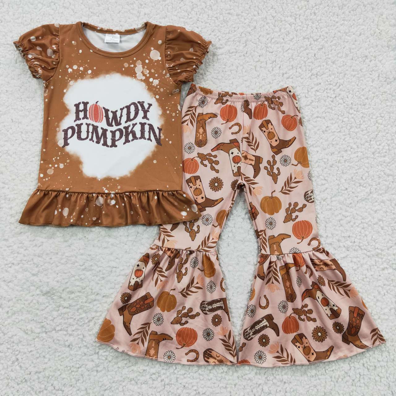 GSPO0611 Howdy Pumpkin Boot Brown Short Western Summer Set