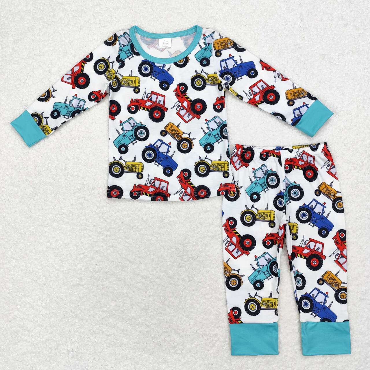 bamboo BLP0735 farm colorful tractor long sleeve pants boys pajamas