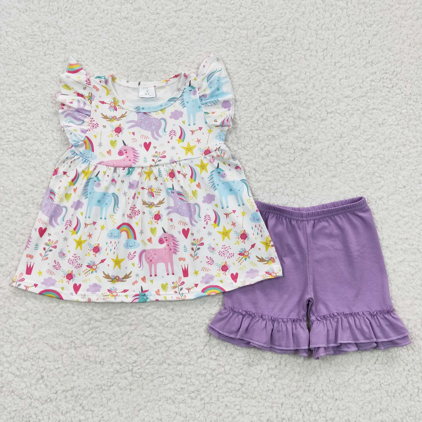 C10-3 Unicorn Flutter Sleeve Purple Girls Outfits