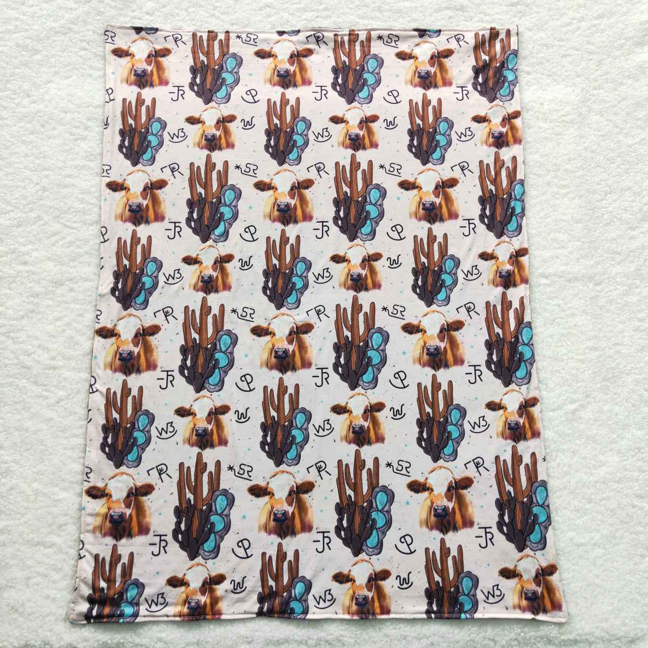 BL0050 Western Cactus Cow Baby Blanket