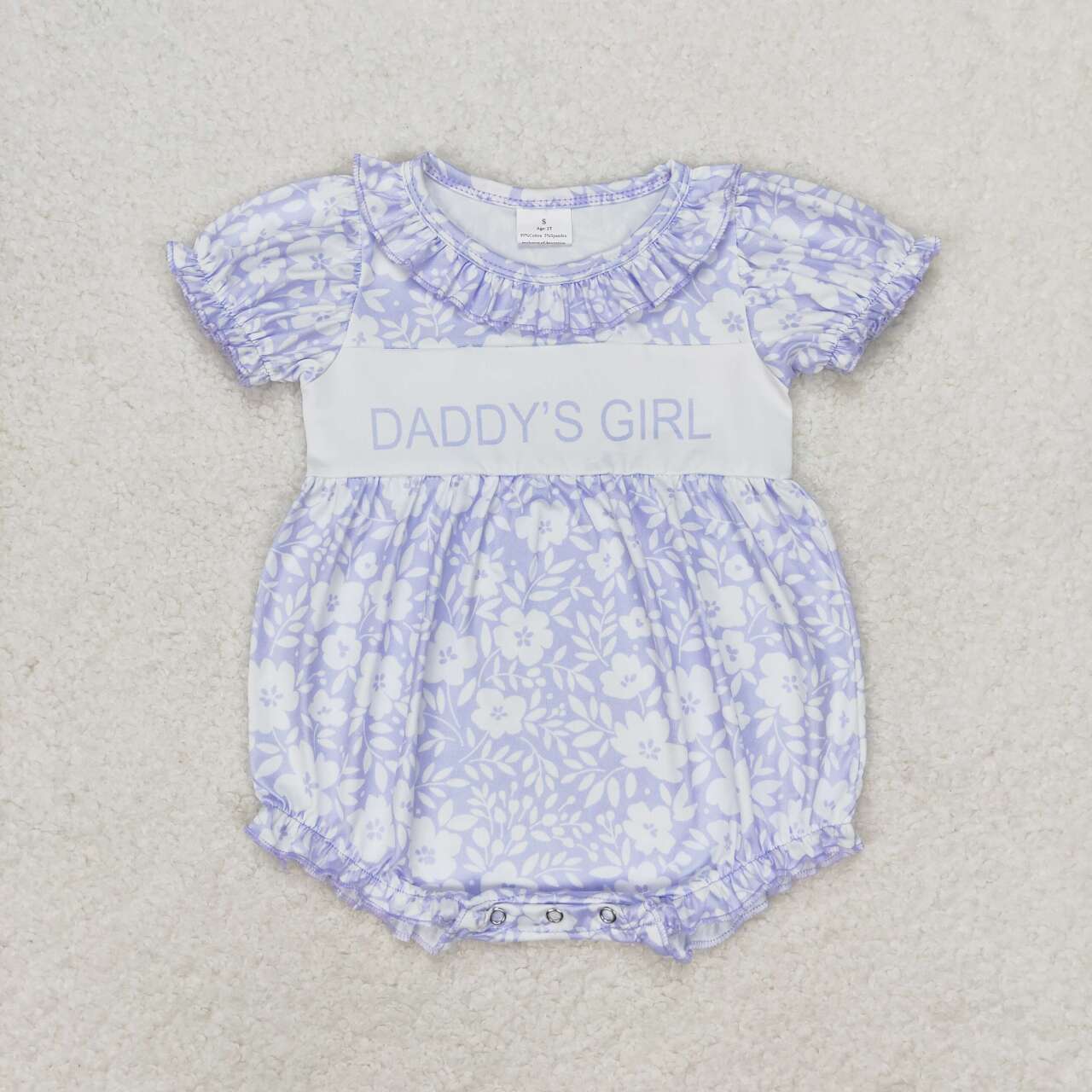 SR1491 daddy's girl blue flowers short sleeve girls romper