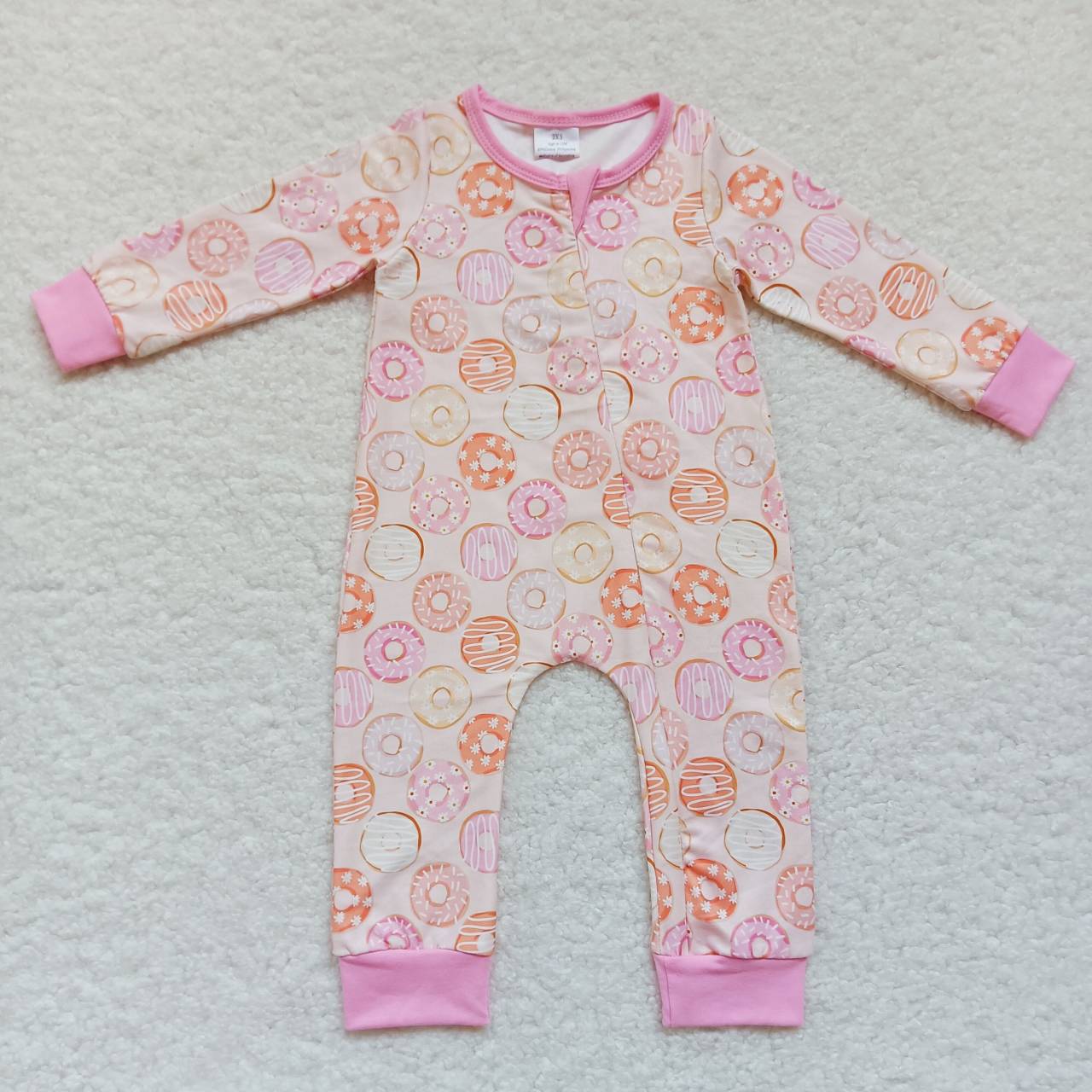 LR0312 Donut Pink Long Sleeves kids Romper