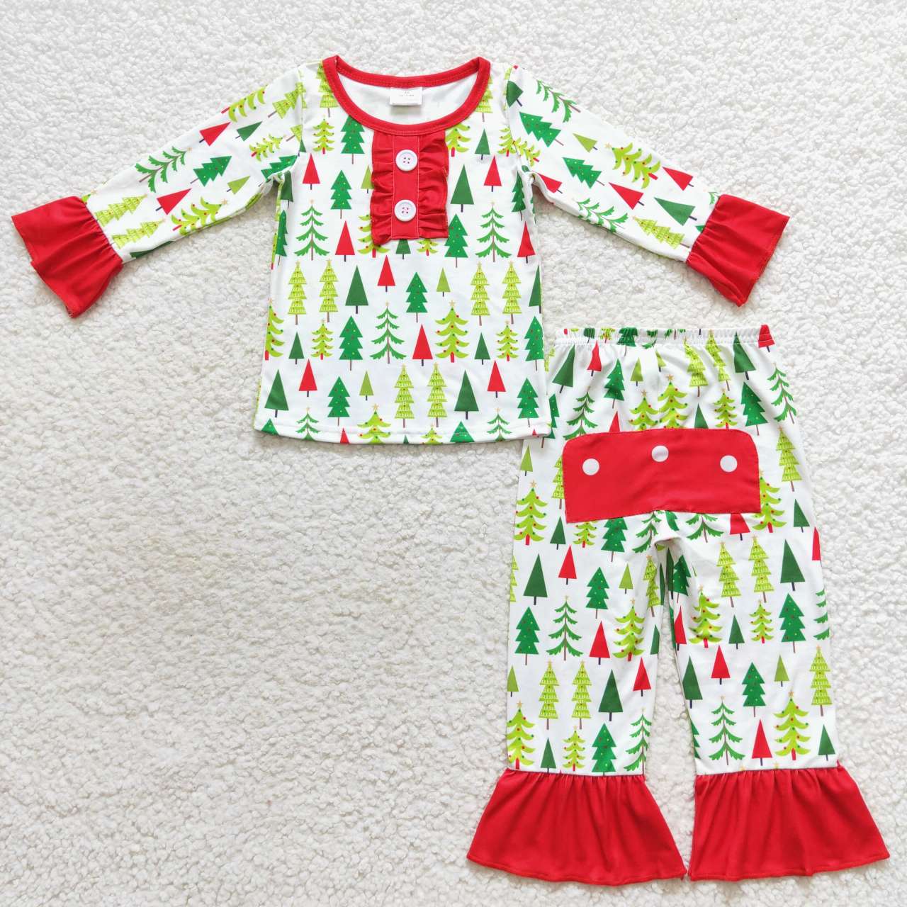 GLP0725 Christmas tree green long sleeve pants girls pajamas