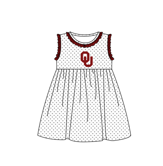 Custom Moq 3 Football Item Maroon Sleeveless Girls Dress
