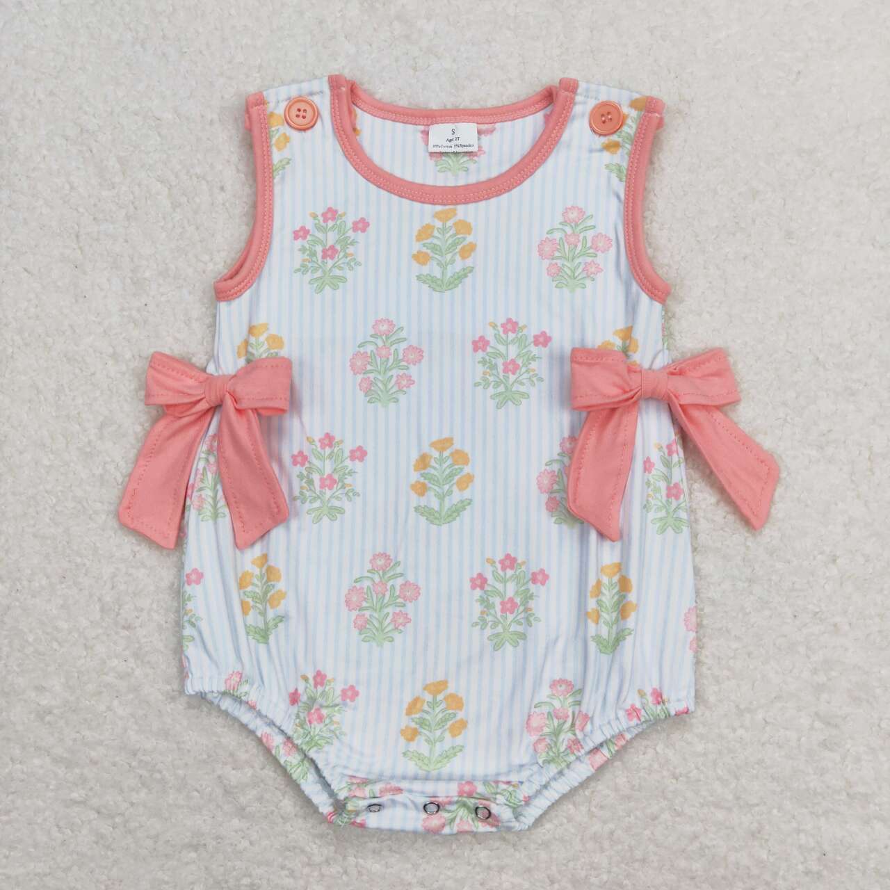 SR1411 multi color flowers sleeveless pink girls romper