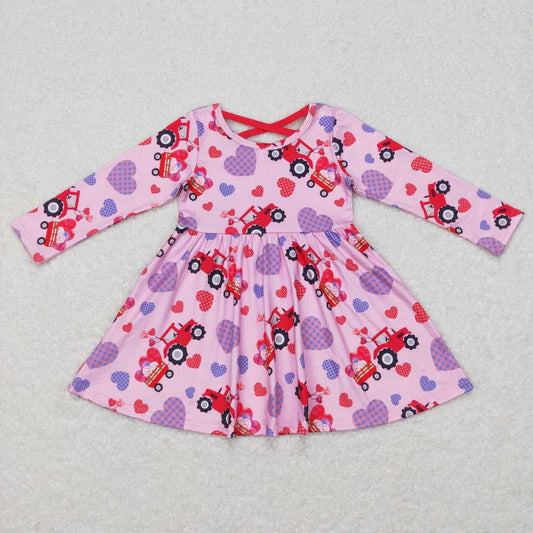 GLD0454 Valentine's Day balloon heart pink long sleeve girls dress