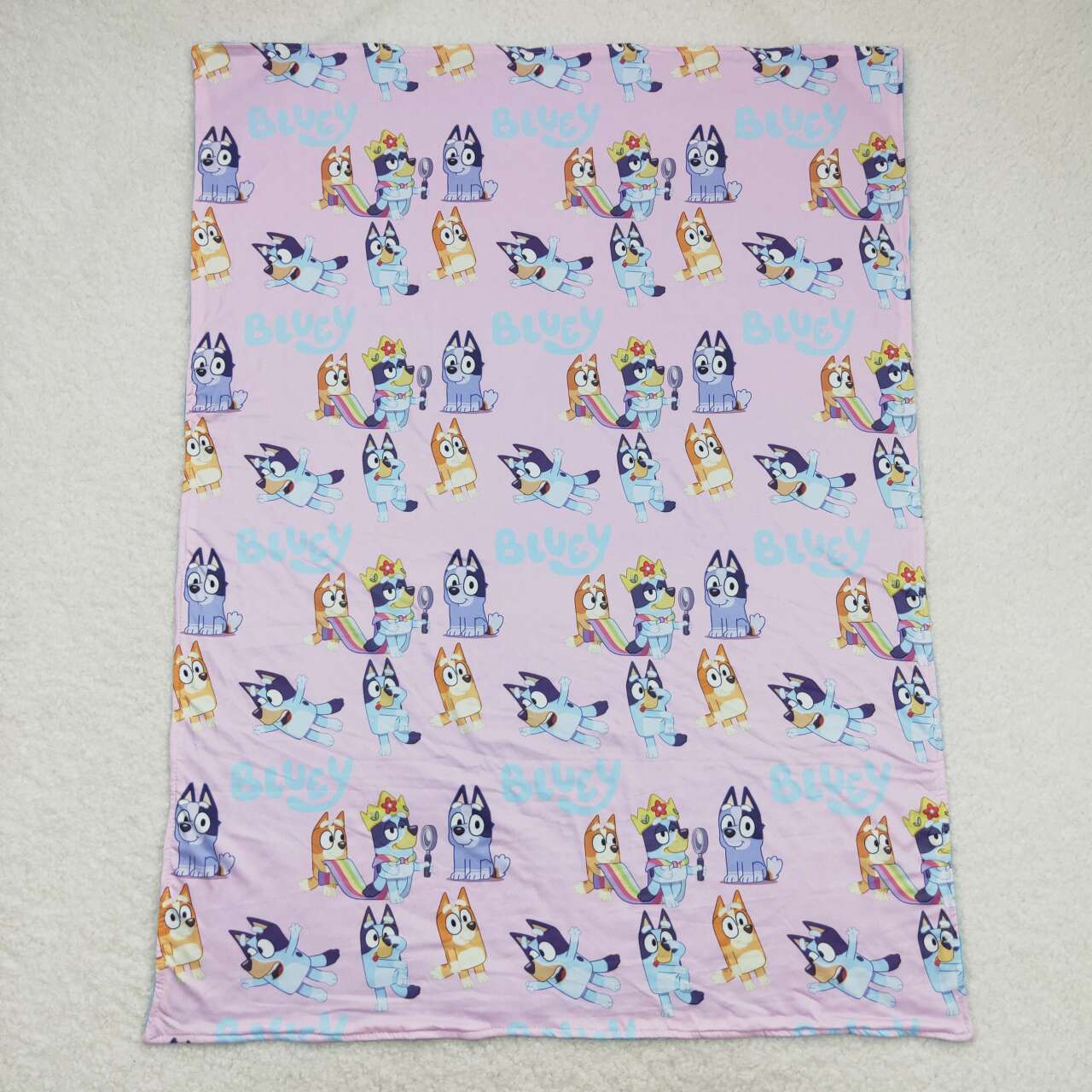 BL0130 cartoon blue dog pink baby blanket
