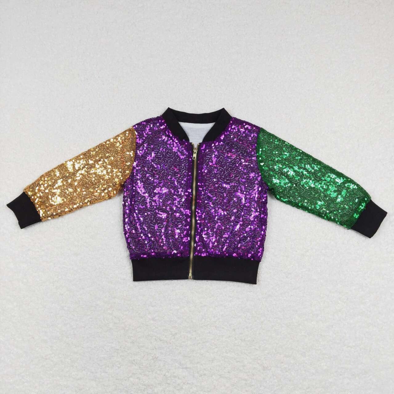 BT0451 Mardi gras purple yellow green Sequinkids coat