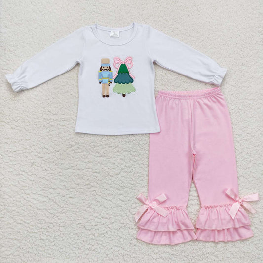 GLP0597 Christmas Tree Soldier Long Sleeve Pink Pants Girls Set