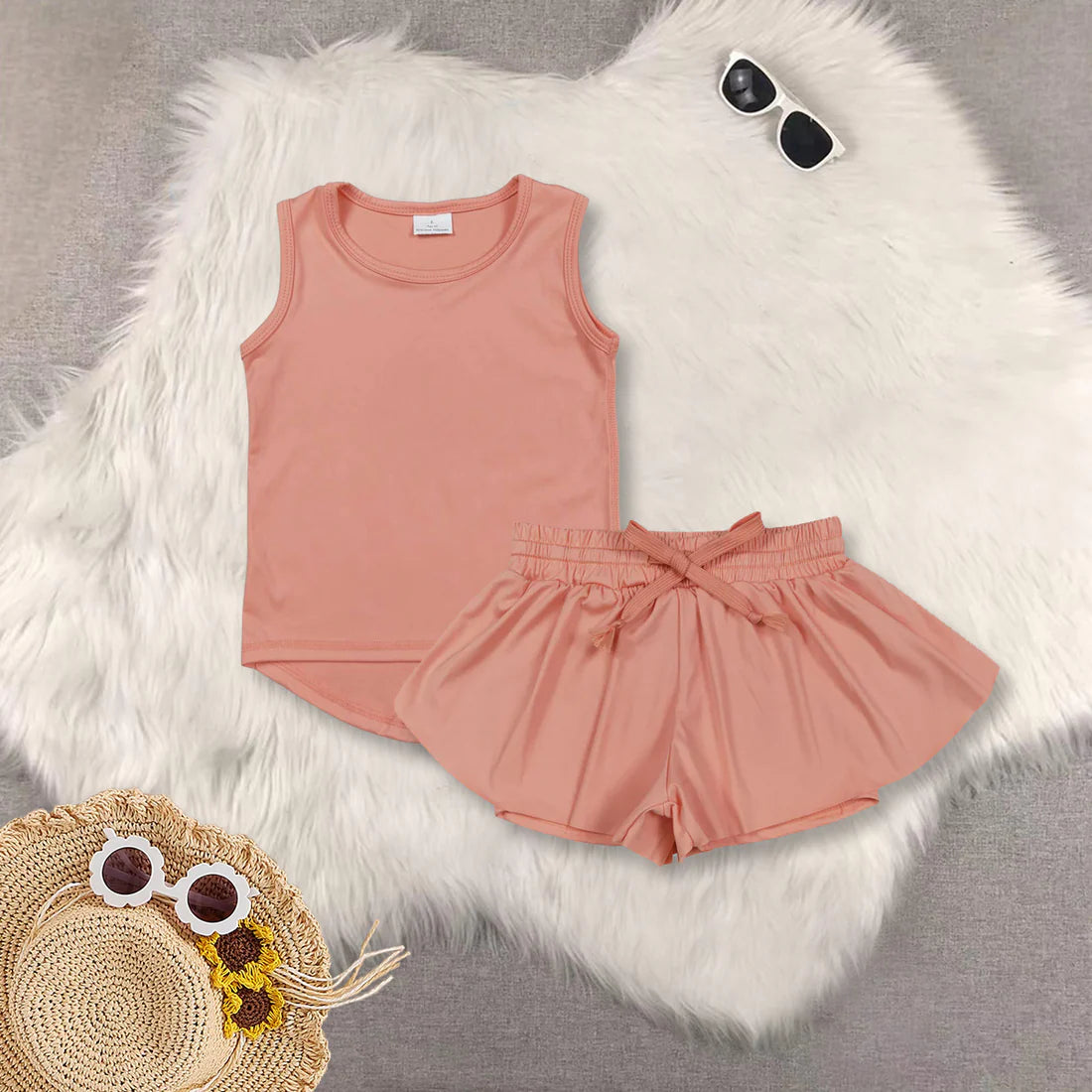 solid color yoga girls set RTS Sibling clothes