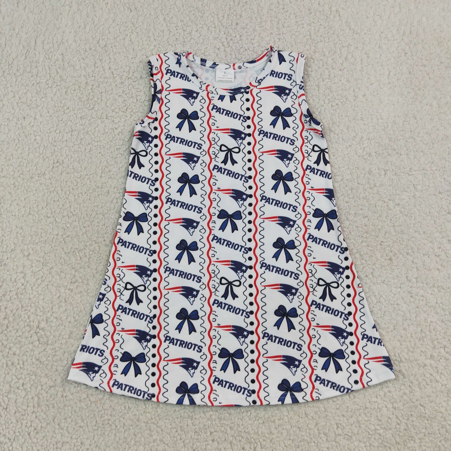 GSD4293 PATRIOTS Bows Sleeveless Girls Dress