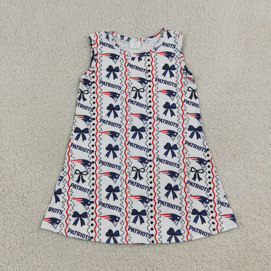 GSD4293 PATRIOTS Bows Sleeveless Girls Dress