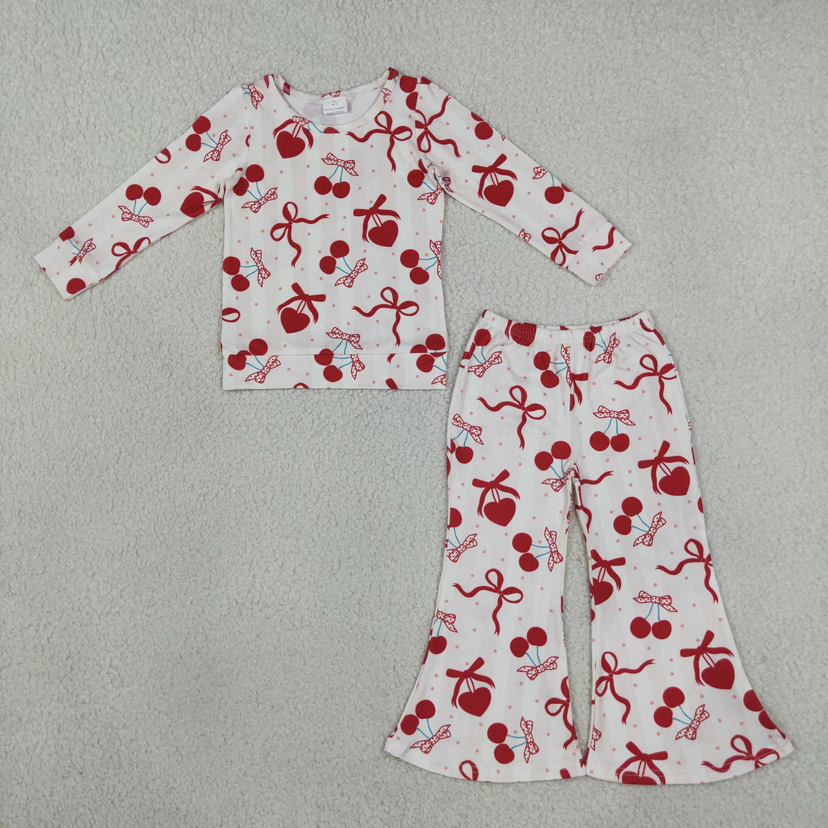 GLP3636 Valentine's Day Heart Cherry Long Sleeve Pants Girls Set