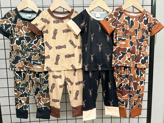 camo style bamboo pajamas boys set RTS sibling clothes