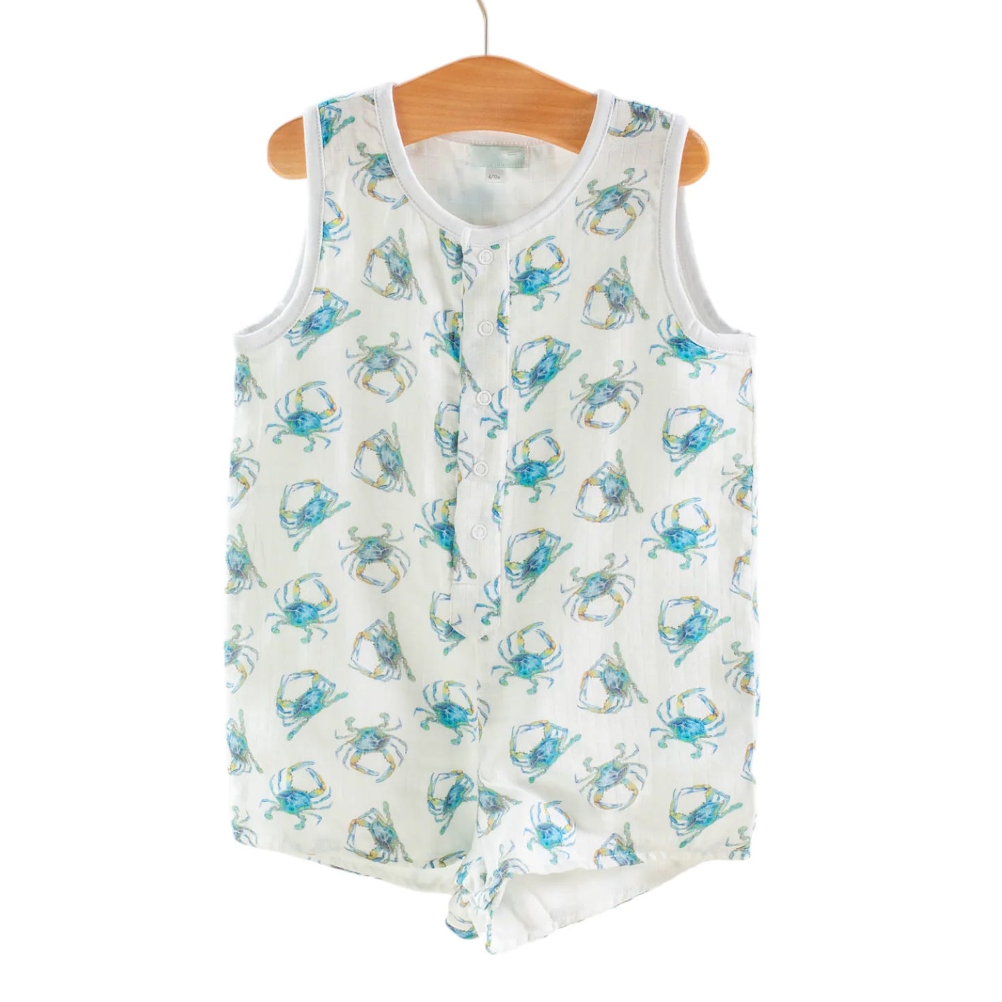 preorder SR1747 crab white sleeveless boys romper